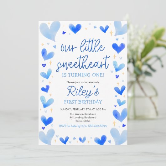 ブルーハートズウィーリトルスウィートアート誕生日 招待状 (スタンド正面)