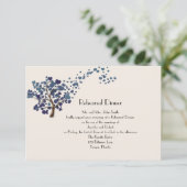 ブルーハートツリーオンアイボリーのリ結婚ハーサルディナー 招待状 (スタンド正面)