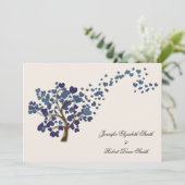 ブルーハートツリーオンアイボリー結婚式招待状 招待状 (スタンド正面)