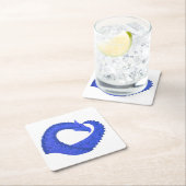 ブルーハートドラゴンの白 スクエアペーパーコースター (インサイチュ)