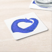 ブルーハートドラゴンの白 スクエアペーパーコースター (アングル)