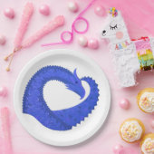 ブルーハートドラゴンの白 ペーパープレート (パーティー)