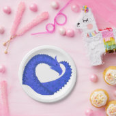 ブルーハートドラゴンの白 ペーパープレート (パーティー)