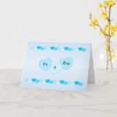 ブルーハートニュー生まれ男の赤ちゃん カード (黄色い花)