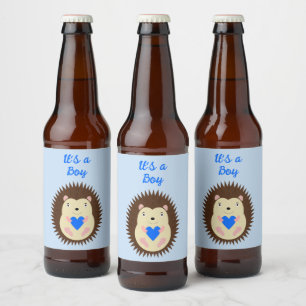 ブルーハートハリネズミの男の子 カスタムデザイン ビールラベル