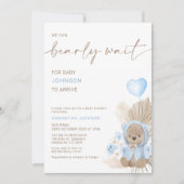 ブルーハートバルーンバーリーウェイベビーシャワー 招待状 (正面)