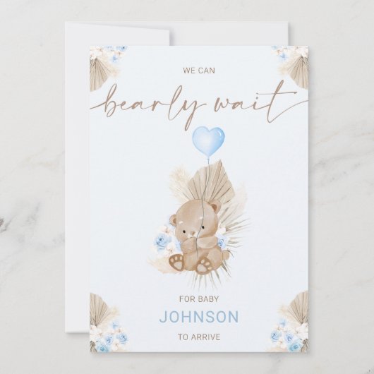 ブルーハートバルーンフローラ真夏待ちベビーシャワー 招待状 (裏面)