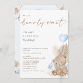 ブルーハートバルーンフローラ真夏待ちベビーシャワー 招待状 (正面/裏面)