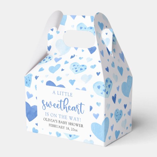 ブルーハートバレンタインスイートハートベビーシャワー フェイバーボックス (正面サイド)
