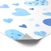 ブルーハートバレンタインスイートハートベビーシャワー ポスター (角)