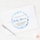 ブルーハートバレンタインスイートハートベビーシャワー ラウンドシール (封筒)