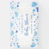 ブルーハートバレンタインスイートハートベビーシャワー 横断幕 (縦)