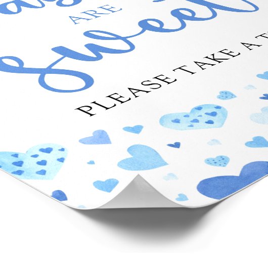 ブルーハートバレンタインデーシャワーベビーは甘い ポスター (角)