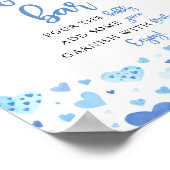 ブルーハートバレンタインベビーシャワーモモモザバーサイン ポスター (角)