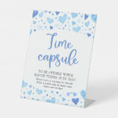 ブルーハートバレンタイン時間カプセルベビーシャワー 台座サイン (正面)