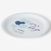 ブルーハートバレンタイン男の子の赤ちゃんシャワー ペーパープレート (アングル)