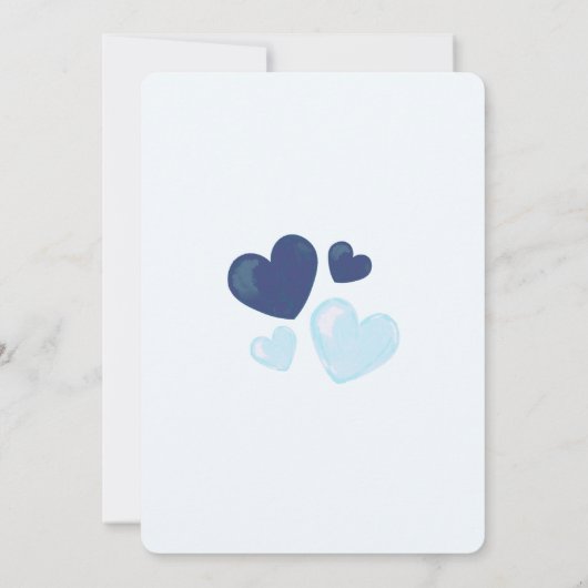 ブルーハートバレンタイン男の子の赤ちゃんシャワー 招待状 (裏面)