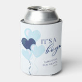 ブルーハートバレンタイン男の子の赤ちゃんシャワー 缶クーラー (缶正面)