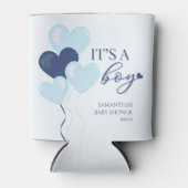 ブルーハートバレンタイン男の子の赤ちゃんシャワー 缶クーラー (正面)