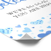 ブルーハートバレンタイン赤ちゃんシャワーウェルカムサイン ポスター (角)