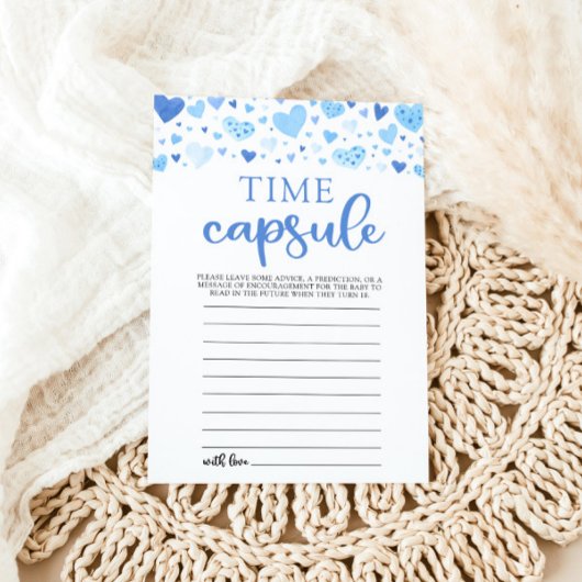 ブルーハートバレンタイン赤ちゃんシャワータイムカプセル 招待状