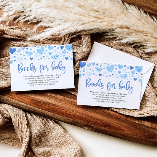 ブルーハートバレンタイン赤ちゃんシャワーブックベビー エンクロージャーカード