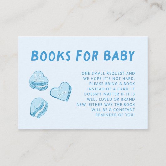 ブルーハートバレンタイン赤ちゃんシャワーブックリクエスト エンクロージャーカード (正面)