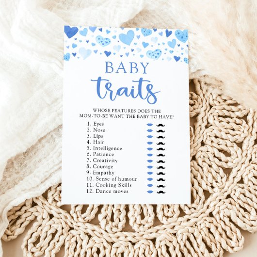 ブルーハートバレンタイン赤ちゃんシャワーベビー特徴ゲーム 招待状