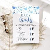 ブルーハートバレンタイン赤ちゃんシャワーベビー特徴ゲーム 招待状