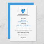 ブルーハートバーチャルベビーシャワー 招待状 (正面/裏面)