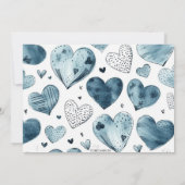 ブルーハートパーソナライズされた誕生日招待状 招待状 (裏面)