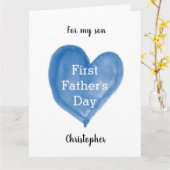 ブルーハートファースト・ファーザー・デー8.5x11 カード (黄色い花)
