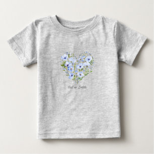 ブルーハートフラワーベビーTシャツ ベビーTシャツ