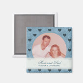 ブルーハートフレーム：メモリアル：写真マグネット マグネット (正面/裏面)