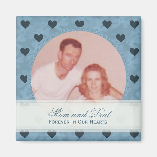 ブルーハートフレーム：メモリアル：写真マグネット マグネット (正面)