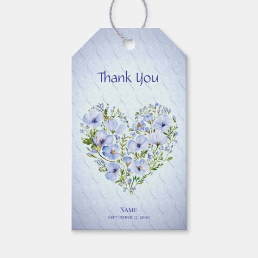 ブルーハートフローラギフトラベル ギフトタグ (正面)