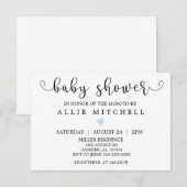 ブルーハートベイビーシャワー招待状 招待状 (正面/裏面)