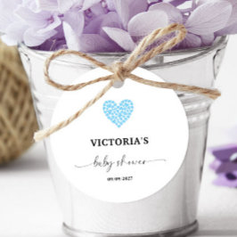 ブルーハートベビーシャワーパーティー フェイバータグ