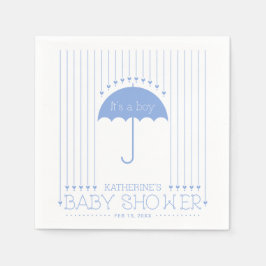 ブルーハートボーイ赤ちゃんシャワーパーティーペーパーナプキン スタンダードカクテルナプキン