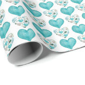 ブルーハートボーホヴィンテージパターン ラッピングペーパー (ロールコーナー)
