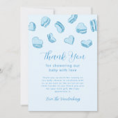 ブルーハートマカロンボーイベビーシャワー サンキューカード (正面)