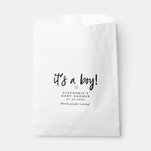 ブルーハートモダンベビーシャワー フェイバーバッグ (正面)