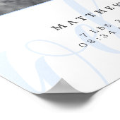 ブルーハートモノグラムベビーフォトコラージュ ポスター (角)