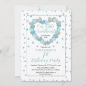 ブルーハートリトルスウィートアート1st誕生日パーティー 招待状 (正面)