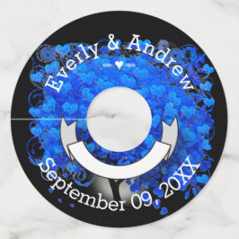 ブルーハートリーフ結婚ツリーのゲスト名のルーム ワイングラスタグ