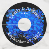 ブルーハートリーフ結婚ツリーズワイングラスラベル ワイングラスタグ (正面)