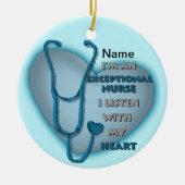 ブルーハート例外的カスタムナースオーナメント セラミックオーナメント (正面)