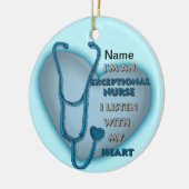 ブルーハート例外的カスタムナースオーナメント セラミックオーナメント (左)
