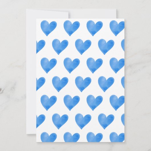 ブルーハート冬の赤ちゃんシャワー 招待状 (裏面)