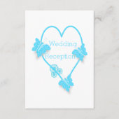 ブルーハート及びバタフライデザイン結婚披露宴 エンクロージャーカード (正面)